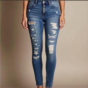 American Eagle Outfitters Ripped Blue Skinny Jeans